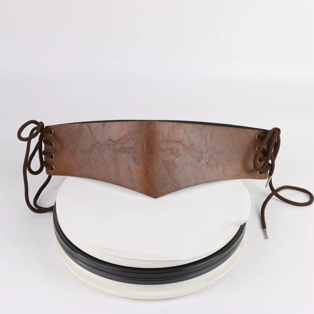 Ceinture en cuir PU marron rétro