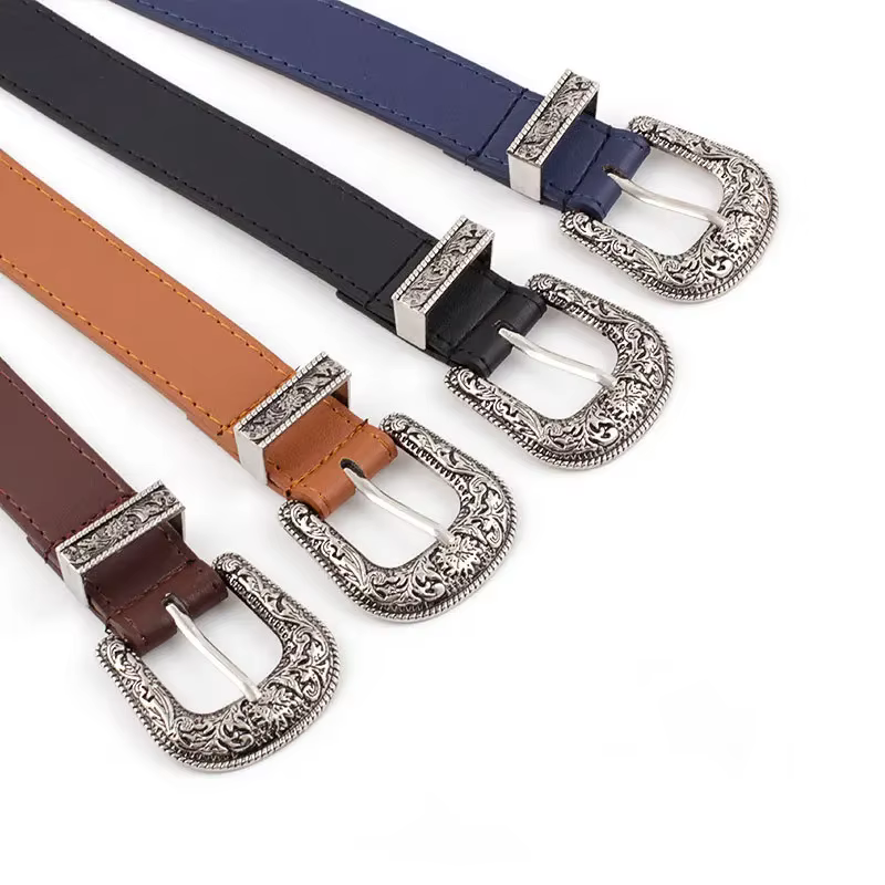 Ceinture Western Cowgirl en cuir noir pour femme
