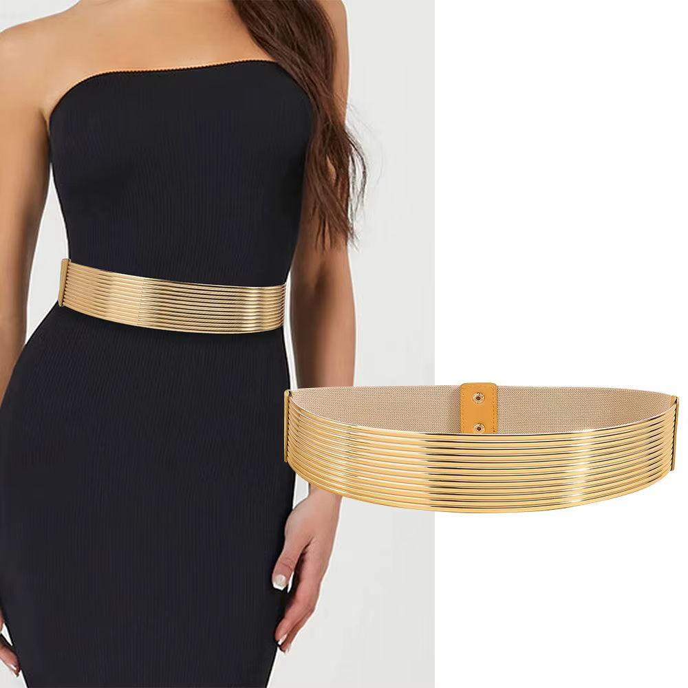 Ceinture de taille dorée élastique pour femme