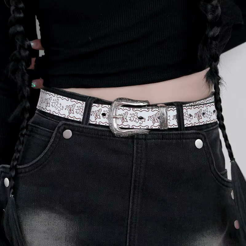Ceinture de style américain rétro marron pour femmes