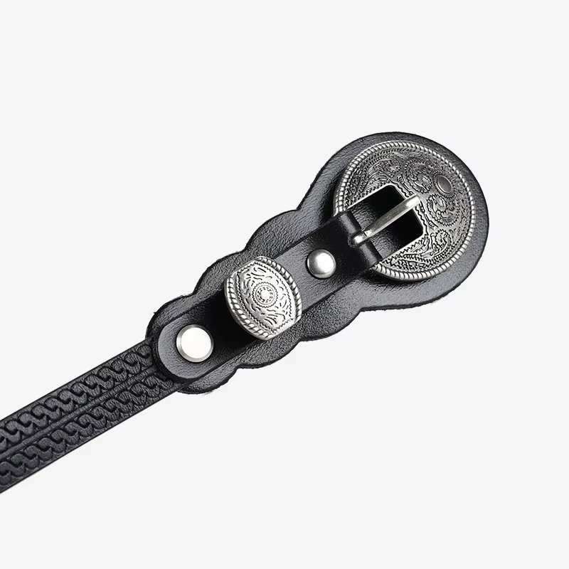 Ceinture vintage pour femme 110 cm en cuir véritable texturé