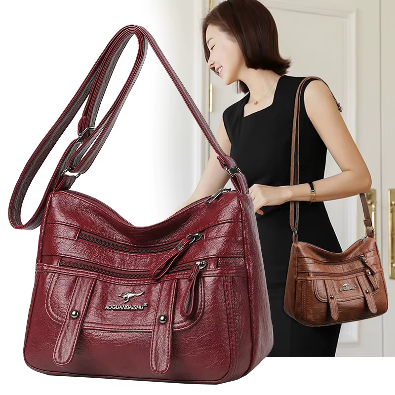 Sac à bandoulière pour femme en cuir souple