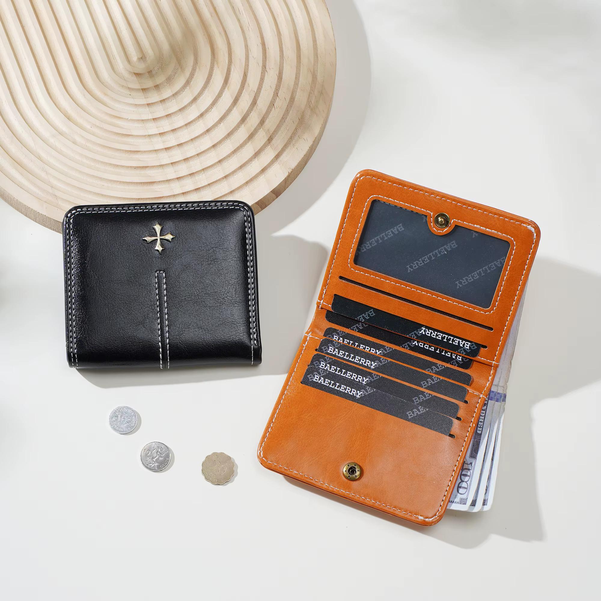 1 portefeuille ultra-fin pour femme