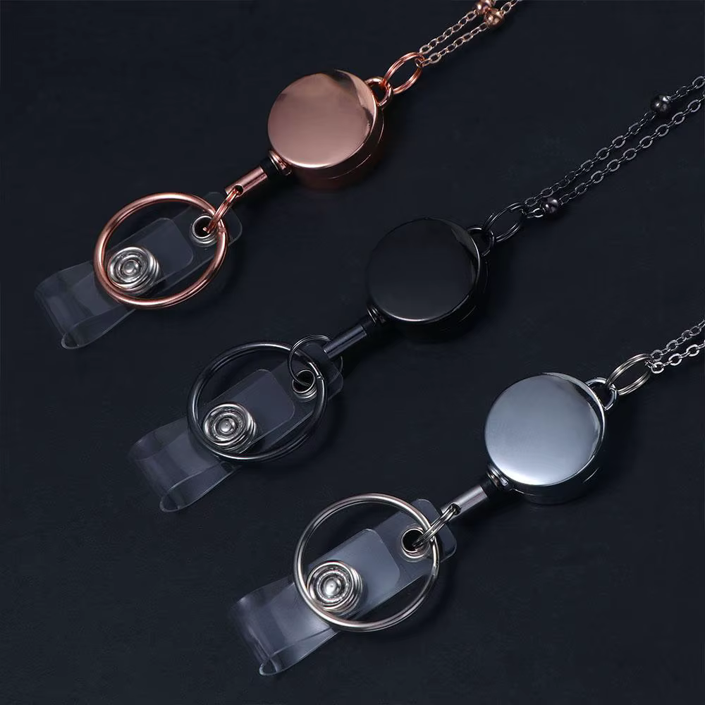Clips fournitures de bureau porte-Badge étanche collier porte-Badge rétractable bobine lanière avec porte-carte d'identité bricolage lanière perlée