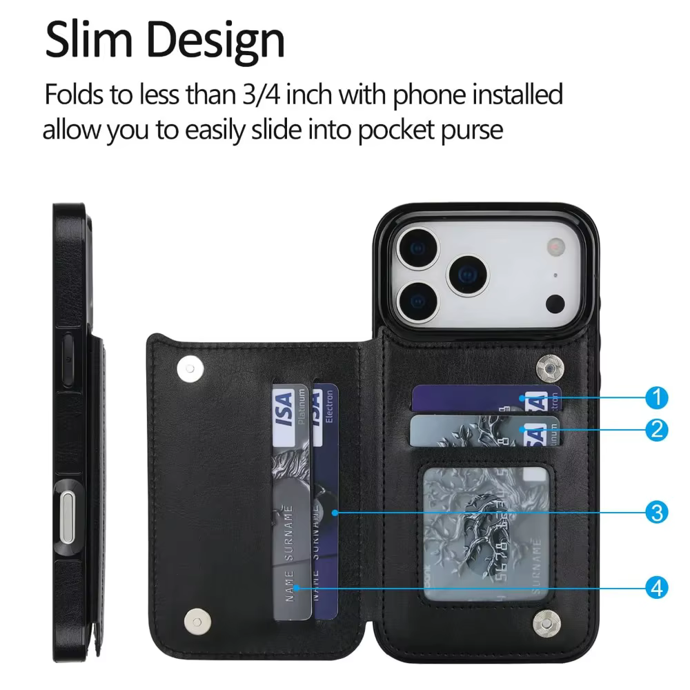 Étui portefeuille en cuir pour IPhone 17 Pro Max 17Air, haute entreprise, avec fentes pour cartes sur béquille, housse de Protection antichoc