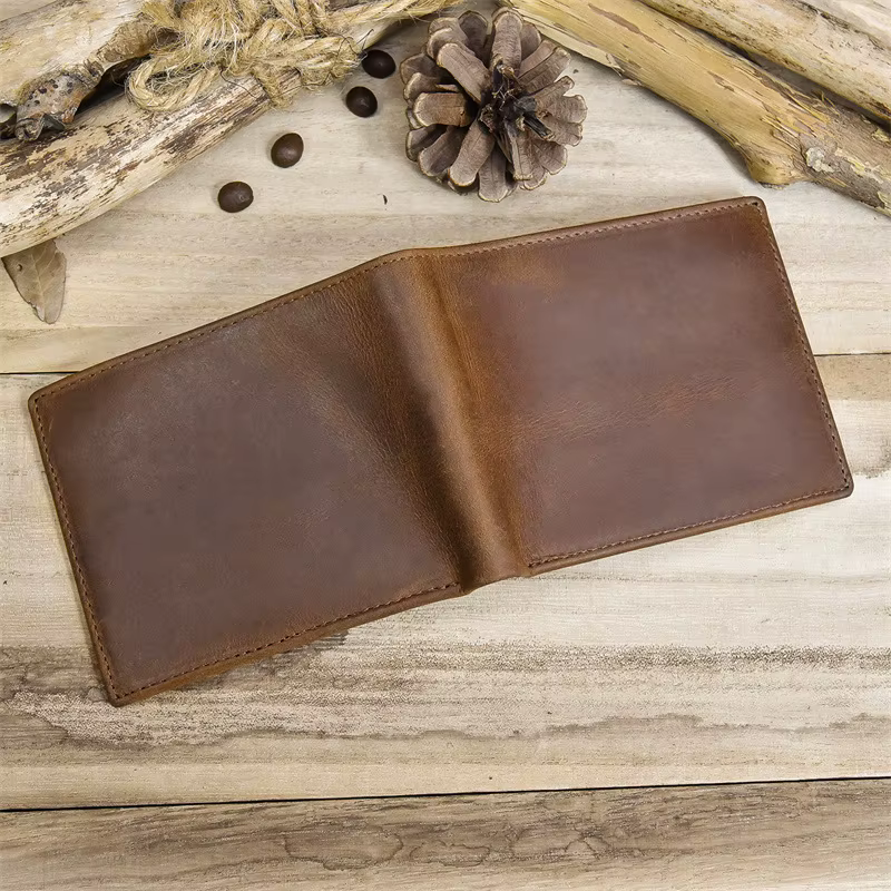 Luufan Vintage hommes portefeuille en cuir véritable court sac à main portefeuilles