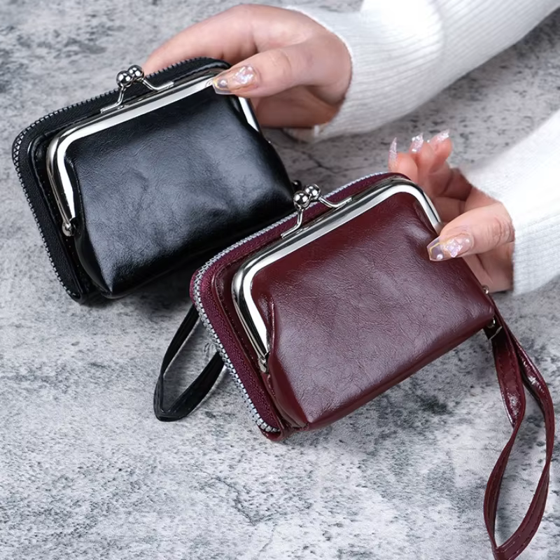Femmes portefeuilles et sacs à main en cuir PU sac d'argent femme court moraillon sac