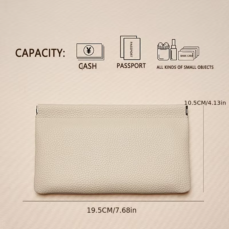 Portefeuille long vintage en PU à fermeture automatique avec grande pochette de rangement pour billets et pièces