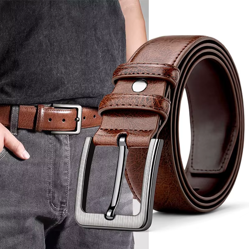 Ceinture pour homme en cuir véritable de haute qualité avec boucle