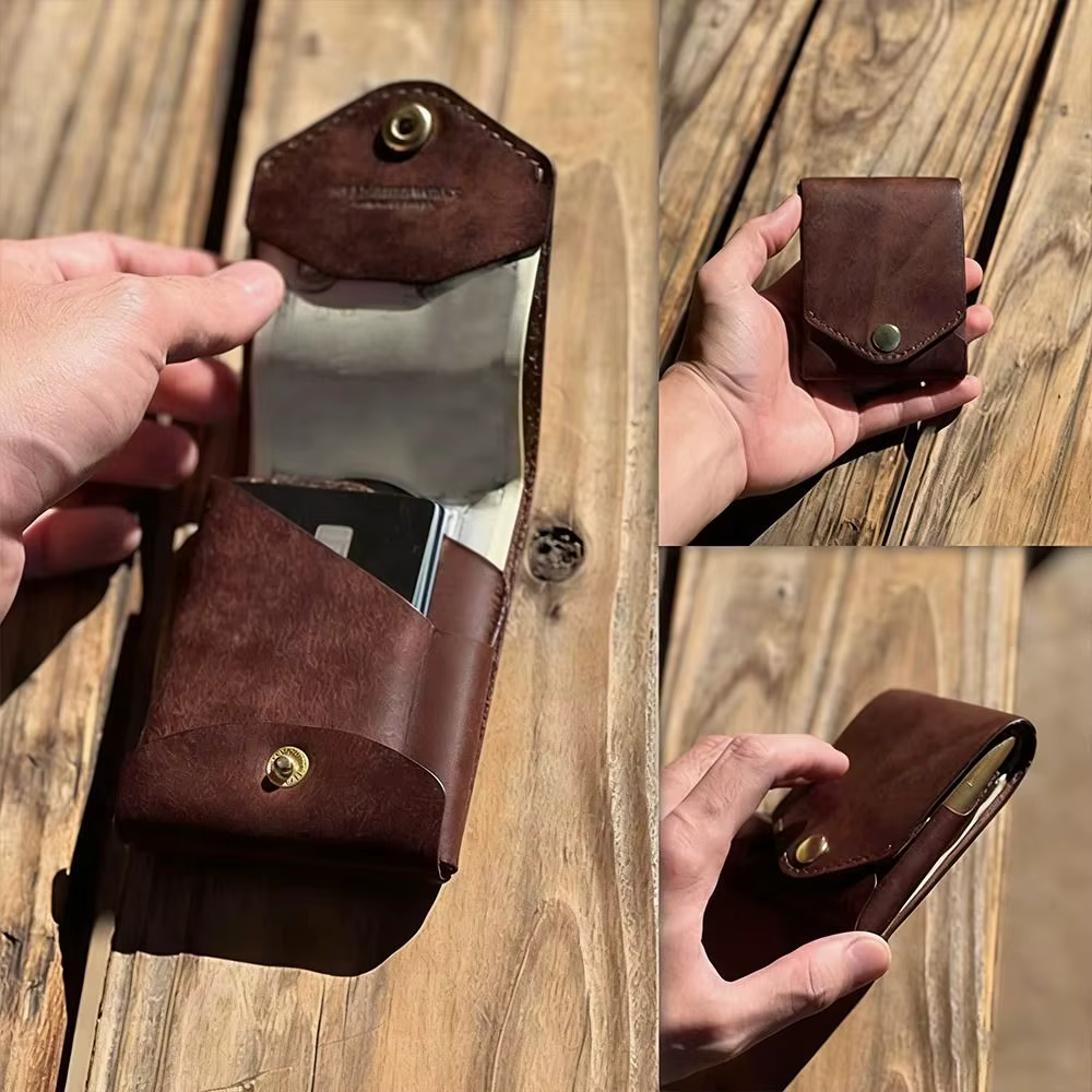 Nouveau portefeuille Compact multifonctionnel étanche fait à la main en cuir PU fente pour stylo intégrée portefeuilles de poche avant porte-monnaie voyage