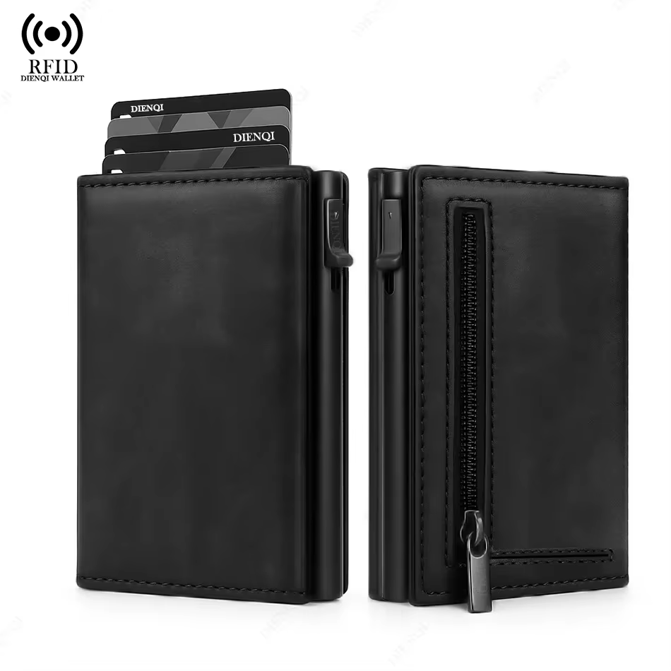 Rfid porte-carte de crédit portefeuille hommes porte-carte bancaire boîtier en aluminium en métal mince minimaliste Walet porte-monnaie portefeuilles intelligents pour hommes