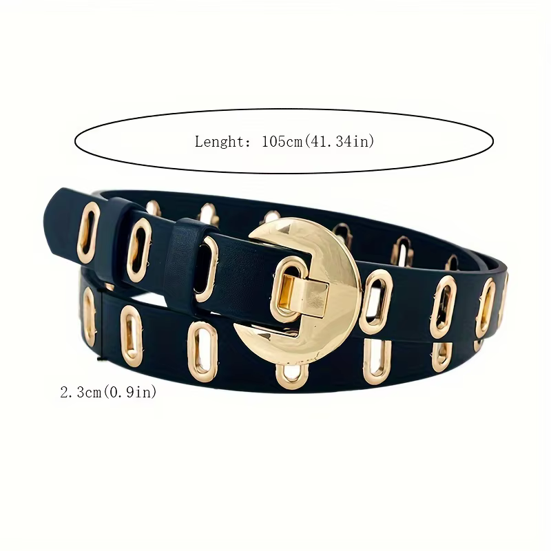 Ceinture tendance pour femme avec boucle croissant doré