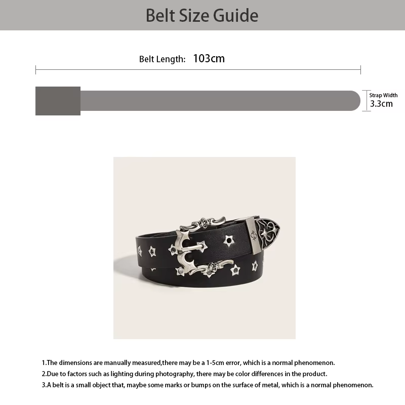 Ceinture cloutée à rivets étoile pour hommes et femmes