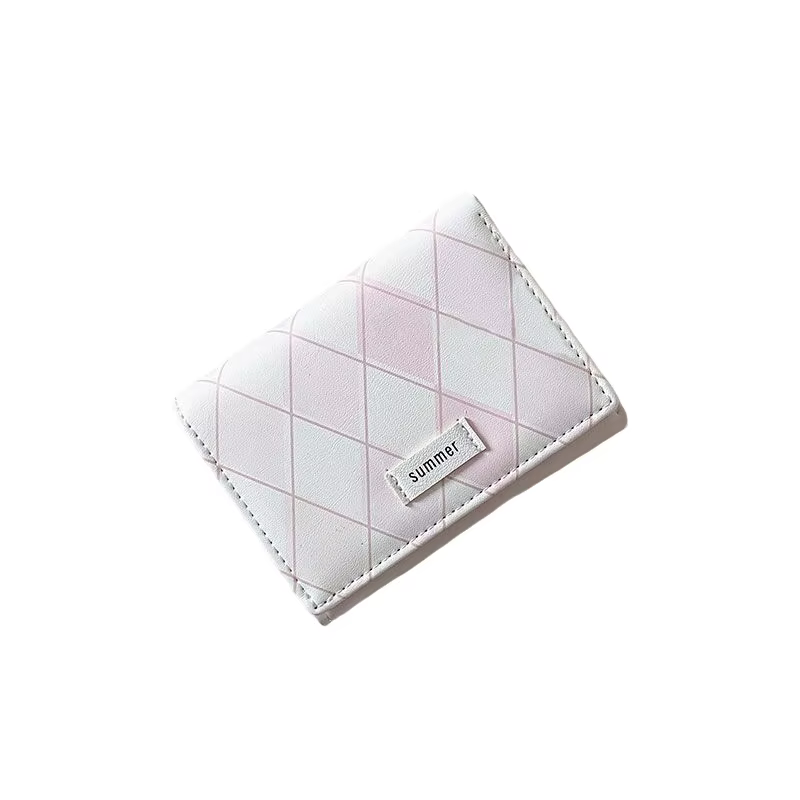 Portefeuille court en cuir PU à motif Argyle