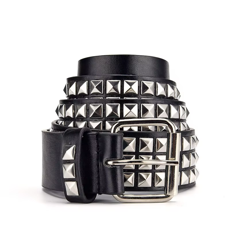 Ceinture Punk Noire en Cuir PU Cloutée pour Homme
