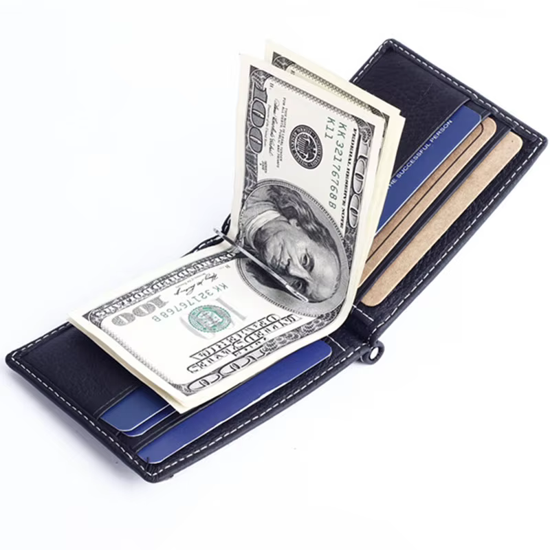 GUBINTU Portable Mini hommes en cuir véritable pince à billets portefeuille avec poche pour monnaie petite carte