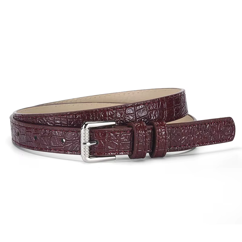 Ceinture fine en cuir PU noir pour femmes