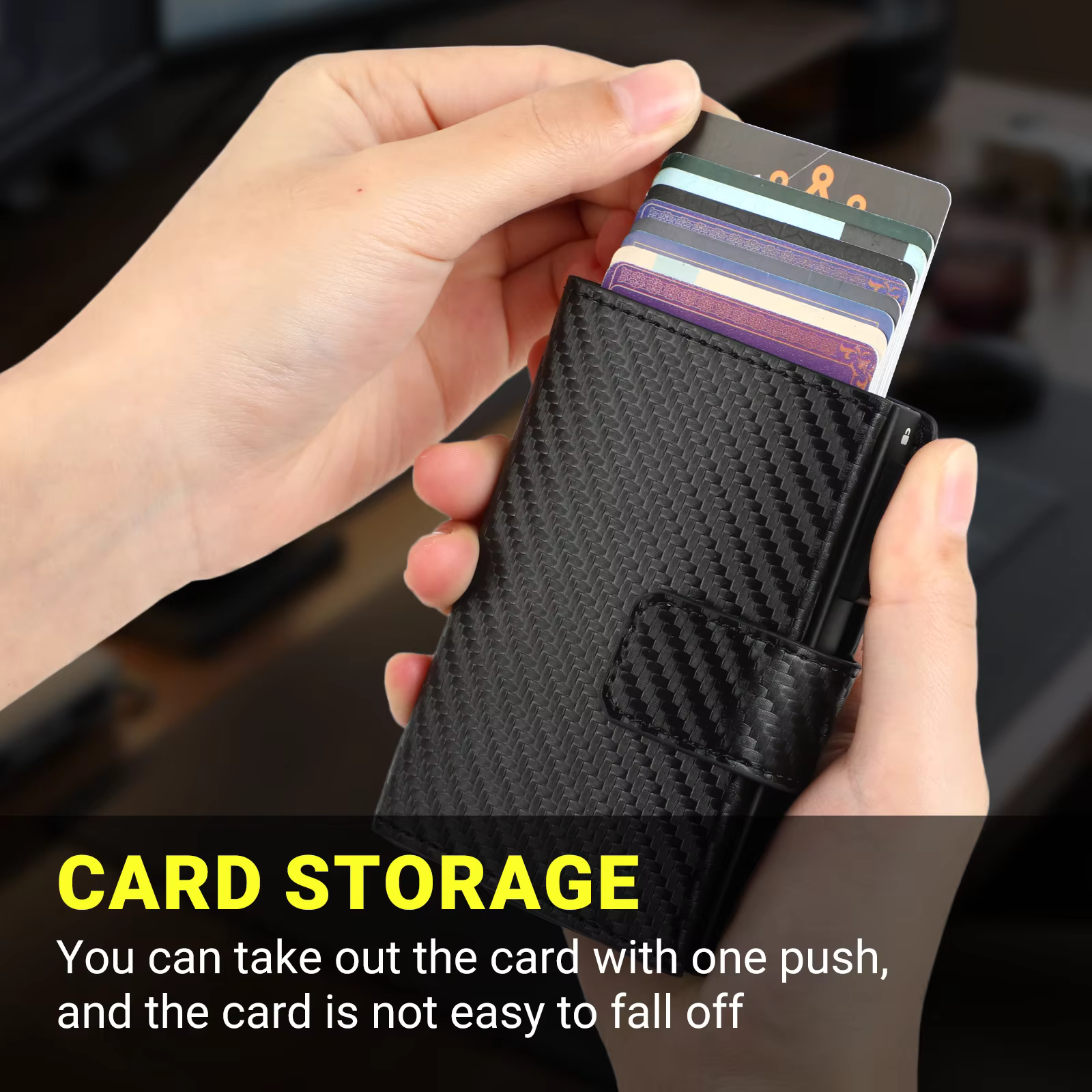 Porte-cartes en aluminium pour hommes : portefeuille mince avec poche avant bloquant RFID avec fenêtre d'identification