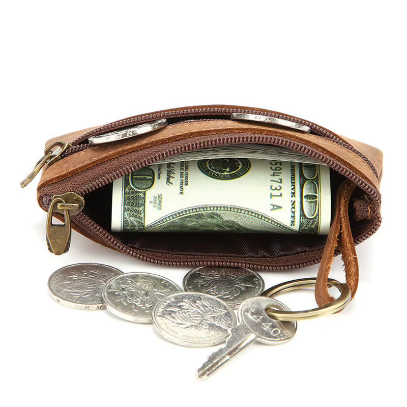 GENODERN Vintage Crazy Horse cuir hommes porte-monnaie
