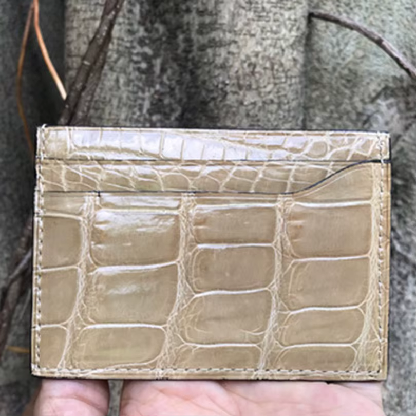 Porte-cartes en crocodile véritable pour hommes et femmes
