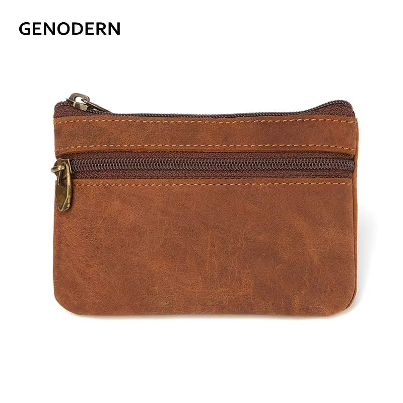 GENODERN Vintage Crazy Horse cuir hommes porte-monnaie