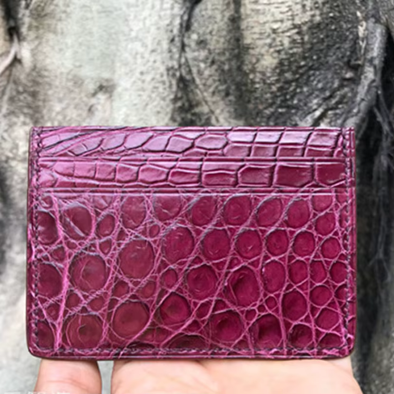 Porte-cartes en crocodile véritable pour hommes et femmes